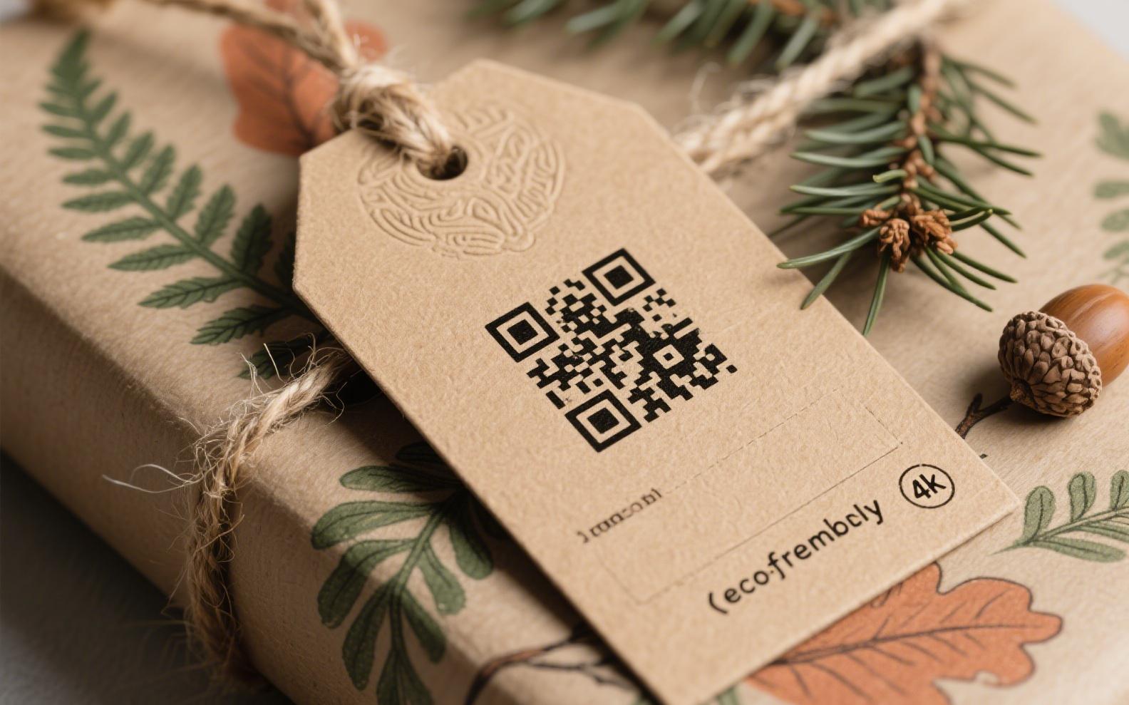 Eco-friendly hanging gift tags with QR codes.